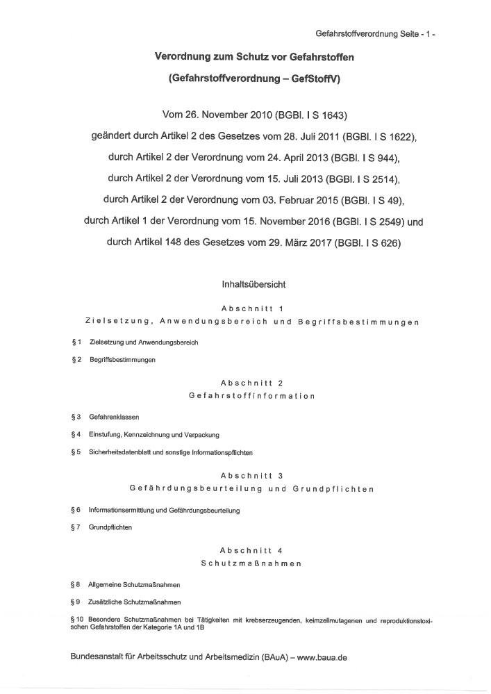 Gefahrstoffverordnung